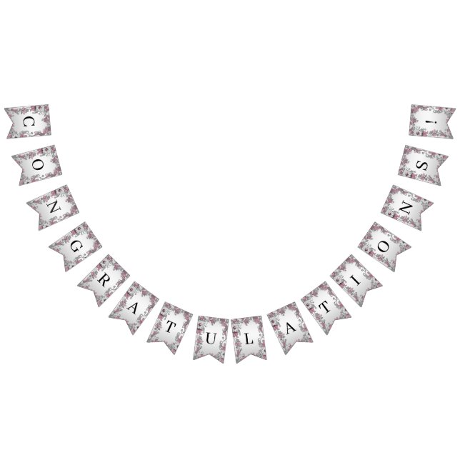 Drapeau rose Argent blanc à la florale (Tout)