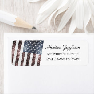 Drapeau rustique rouge blanc bleu étincelant USA