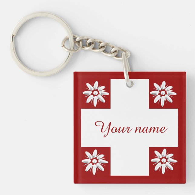 Drapeau suisse et edelweiss (Devant)