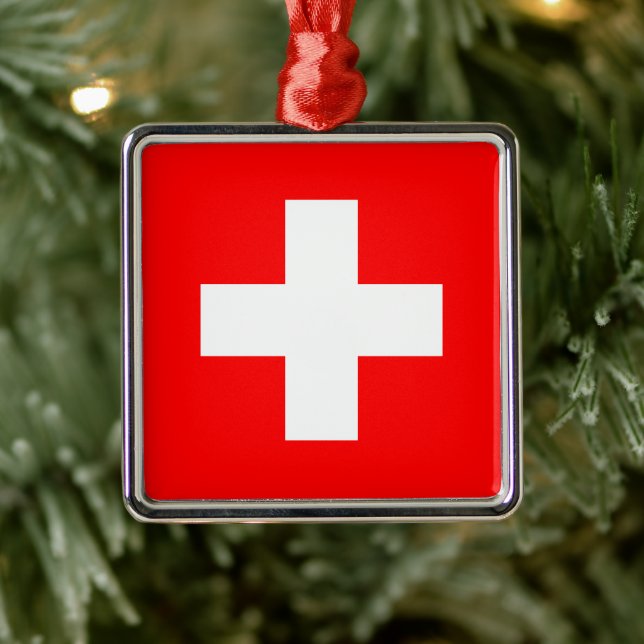 Drapeau Suisse (Suisse) Ornement en céramique (Arbre)