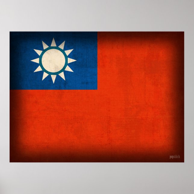 Drapeau Taïwan Taïpei Impression d'une affiche en  (Devant)