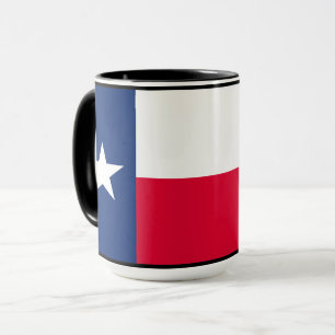 Drapeau Texas avec Bluebonnets sur noir, Mug
