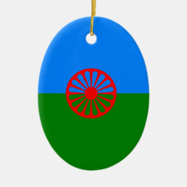 Drapeau tzigane officiel Romanie ornement céramiqu (Devant)