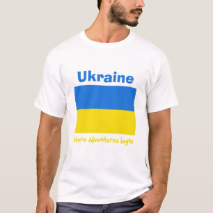 Drapeau Ukraine + Carte + T-shirt Texte