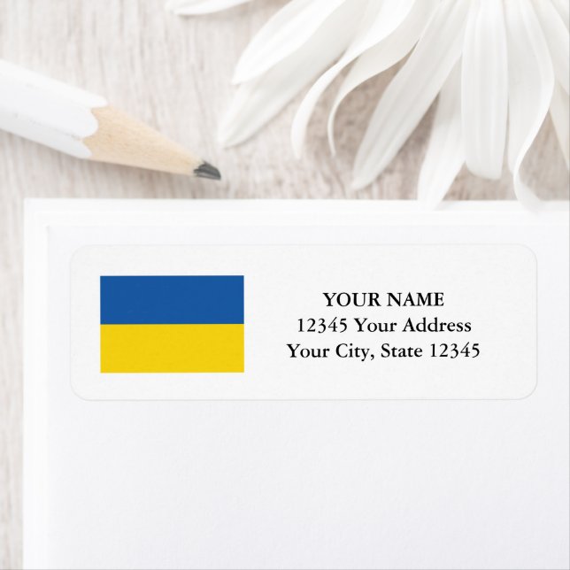 Drapeau ukrainien étiquettes de adresse (En situation)