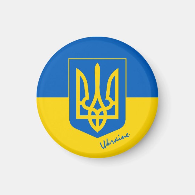 Drapeau ukrainien & Ukraine, aimant de fête (Devant)