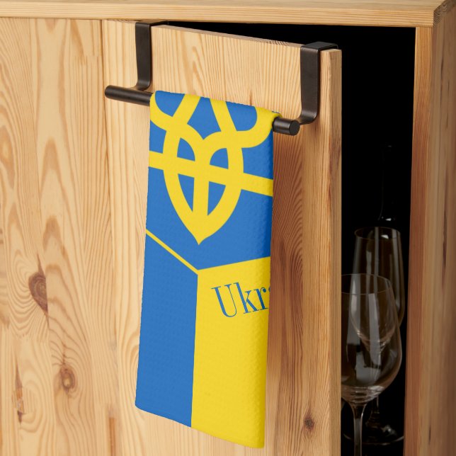 Drapeau ukrainien & Ukraine Cuisine / Serviette de (Pliage en tiers)