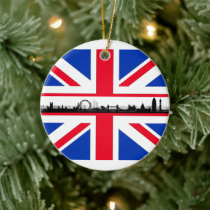 Drapeau Union Jack, ornement de Noël des yeux de