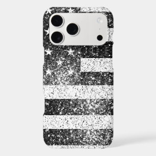 Drapeau USA rustique noir blanc argent étincelles