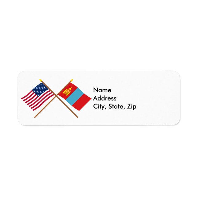 Drapeaux croisés États-Unis et Mongolie (Devant)