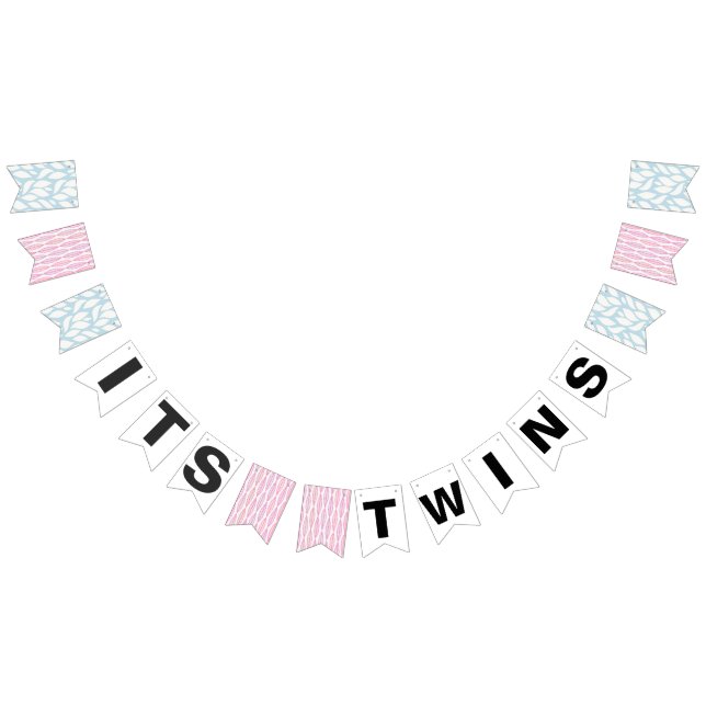 Drapeaux de Baby shower bleu rose Twins (Tout)