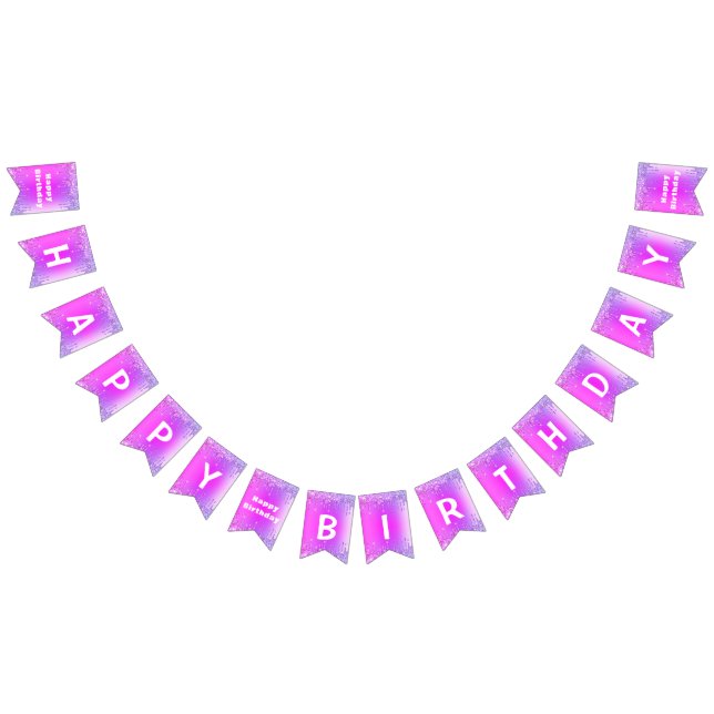 Drapeaux de Bunting Anniversaire Pink Purple Parti (Tout)