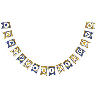 Drapeaux de Bunting Gold et Blue Anniversaire, Ban