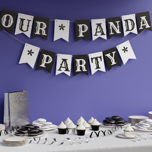 Drapeaux de Bunting noir et blanc de la Panda Part