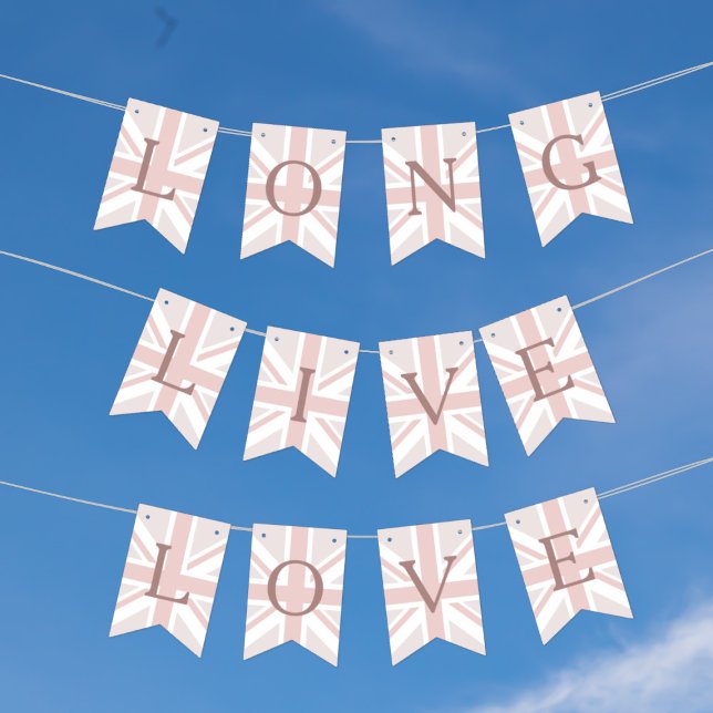 Drapeaux de guirlande Union Jack rose pâle Vive l' (Long live love!)