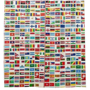 DRAPEAUX DES NATIONS DOUCHE RIDEAU
