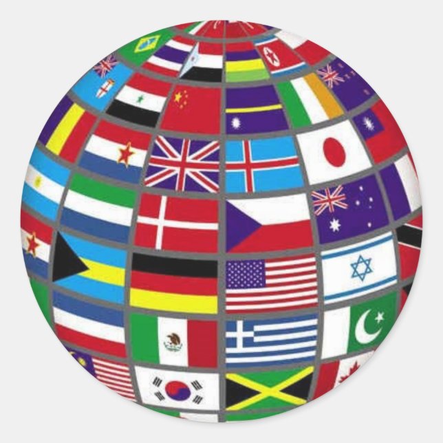 Drapeaux mondiaux sur Sticker Globe (Devant)