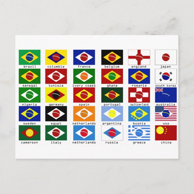 drapeaux pour la coupe du monde au brésil postcard (Front)
