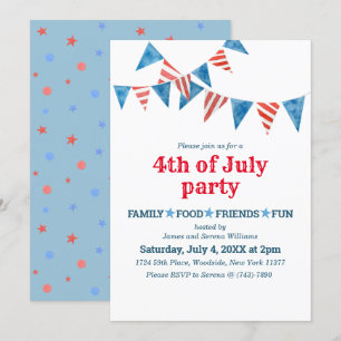 Drapeaux Rouge Blanc Bleu Invitation à la fête du 