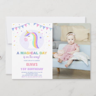 Drapeaux Unicorn Invitations d'anniversaire avec p