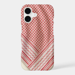 Draped Red and White Shemagh Keffiyeh, Cream