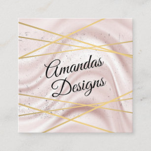 Drapery Fabric Background   Gold Abstract Lines Square Business Card