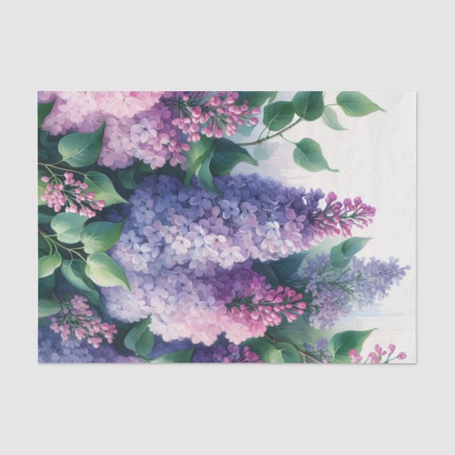 Draping Watercolor Lilac Decoupage Tissue Paper (Front)