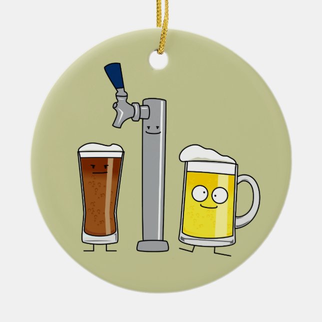 Draught   Beer lager tap stout alcohol foam mug Ceramic Ornament (Front)