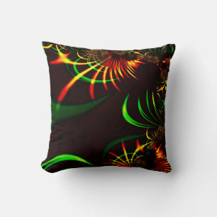 Draught; Green leaves and yellow fire-coloured cur Throw Pillow