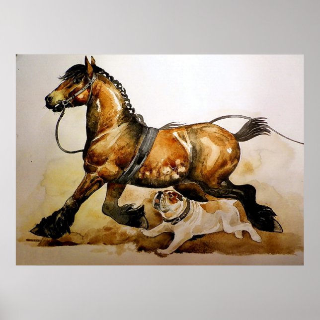 Draught   Horse And Bulldog Poster Print (Front)