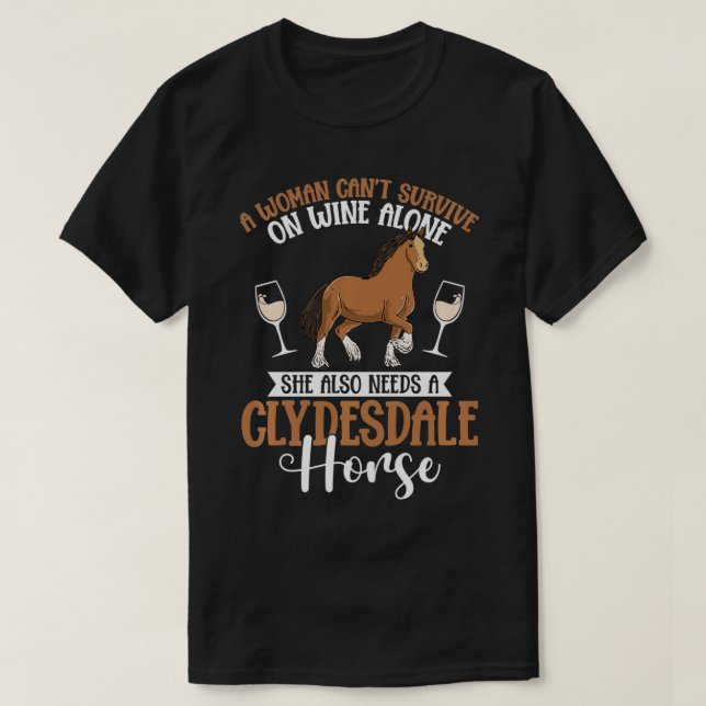 Draught Horse and Wine Lover Design for a Clydesda T-Shirt (Design Front)
