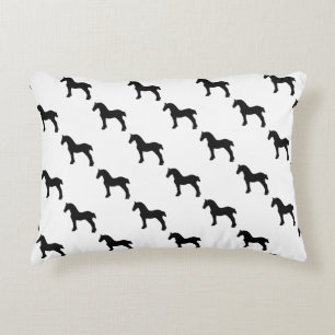 Draught Horse Silhouette Rustic Western Equine Art Accent Pillow