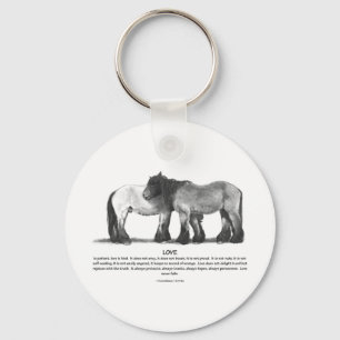 Draught   Horses in Pencil: Bible Verses About Keychain