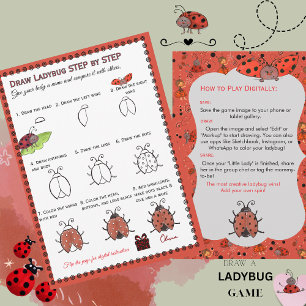Draw a Ladybug Baby Shower Game Digital & Print Invitation