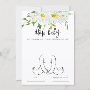 Draw Baby Daisy Baby Shower floral game card