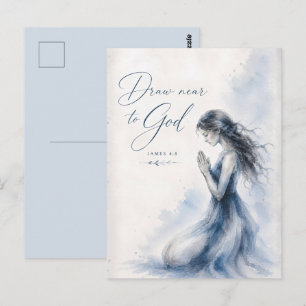 Draw Near to God James 4:8 Christian Watercolor Postcard