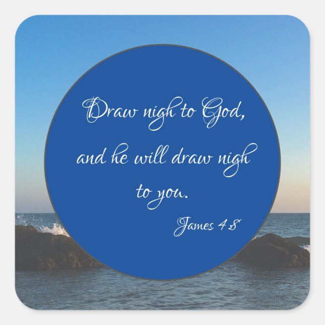 Draw Nigh to God KJV Bible Verse Square Sticker (Front)
