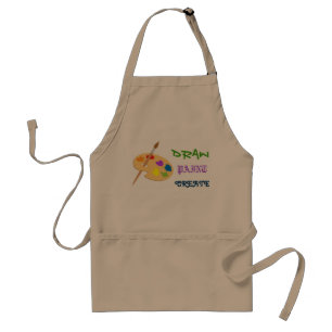 Draw, Paint, Create art apron with palette