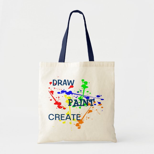 Draw, Paint, Create Art paint splash Tote Bag (Front)
