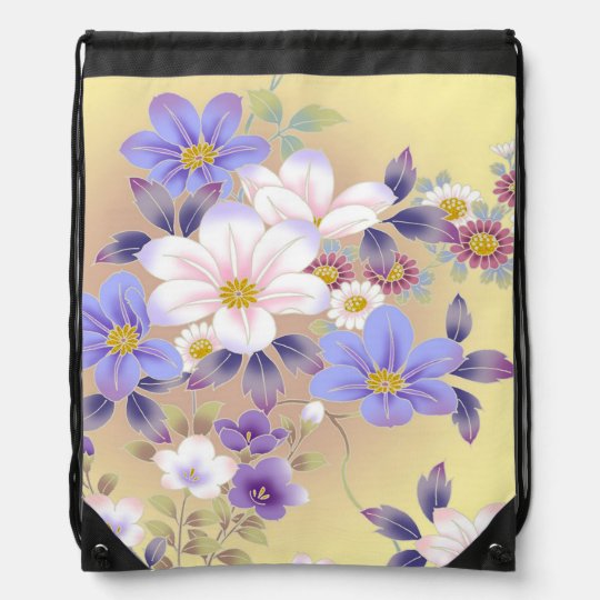 Draw String Back Pack Floral Print Drawstring Bag