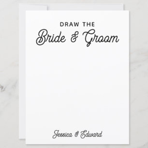 Draw the Bride and Groom Kids Wedding Black White