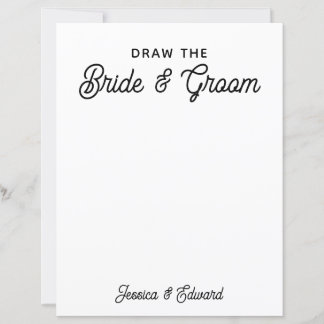 Draw the Bride and Groom Kids Wedding Black White