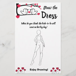 Draw the Dress Bridal Shower Game Card Love Bird