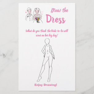 Draw the Dress Bridal Shower Game Card Pink Love