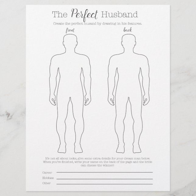 Draw the perfect husband game (Front)