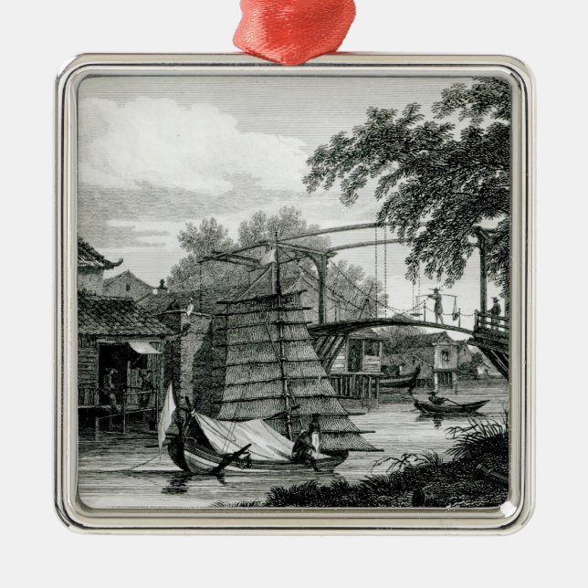 Drawbridge at Malacca, engraved by George Cooke Metal Ornament (Front)