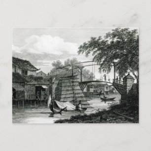 Drawbridge at Malacca, engraved by George Cooke Postcard