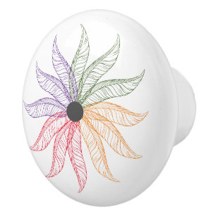 Drawer Pull - Coloured Feathers