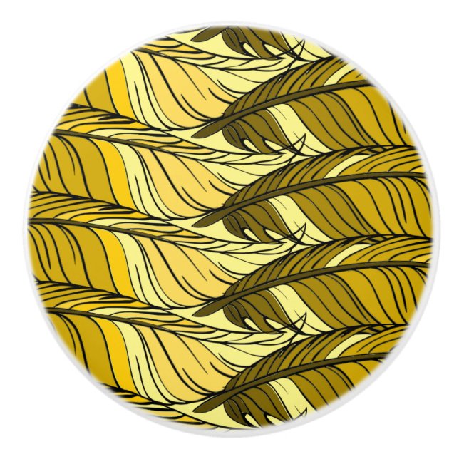 Drawer Pull - Tiled Yellow Feathers (Front)