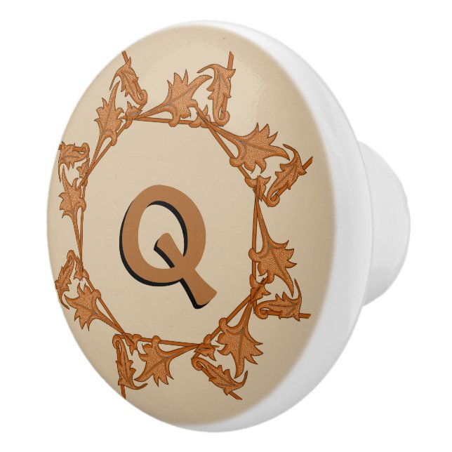 Drawer Pulls - Leaves in Circle with Initial (v.3) (Right)